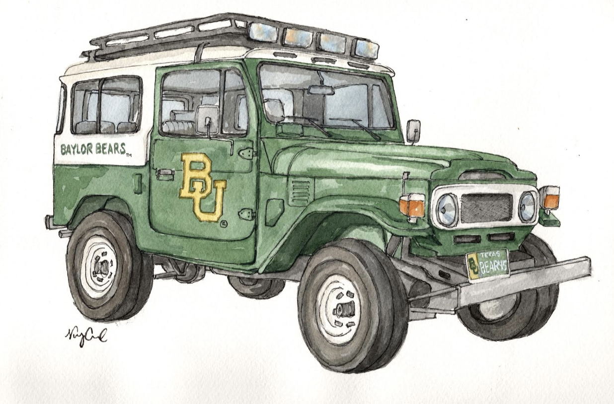 Baylor Vintage Vehicle Exclusive Watercolor- OFFICIALLY LICENSED