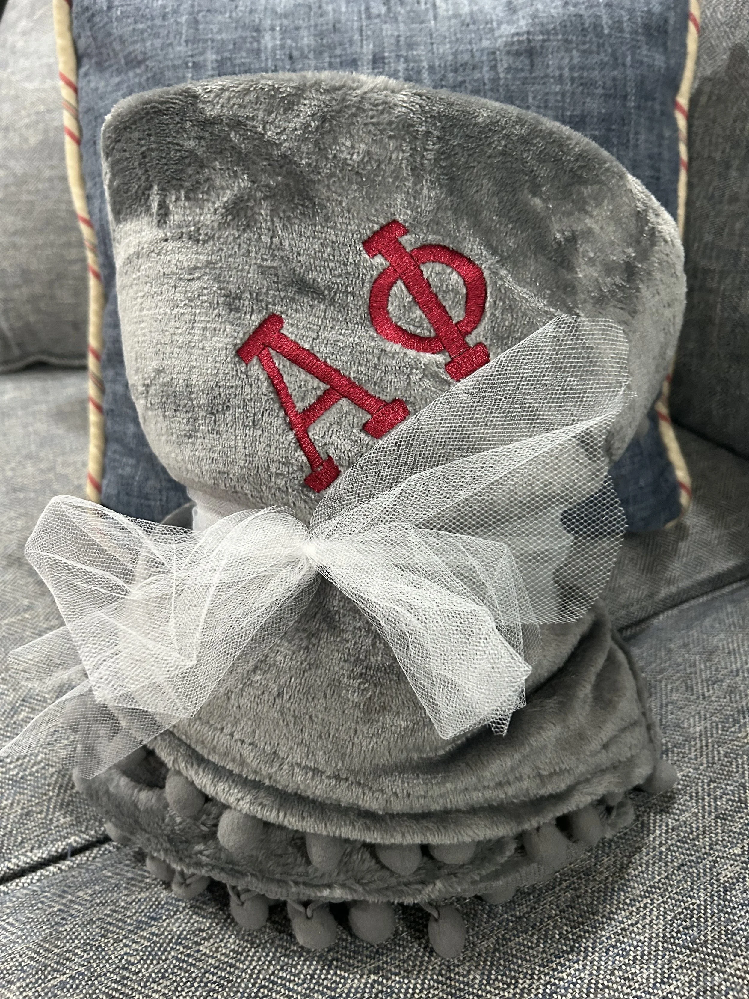 Monogrammed Sorority Flannel Fleece Blanket (Theta, Alpha Phi, ADPi)