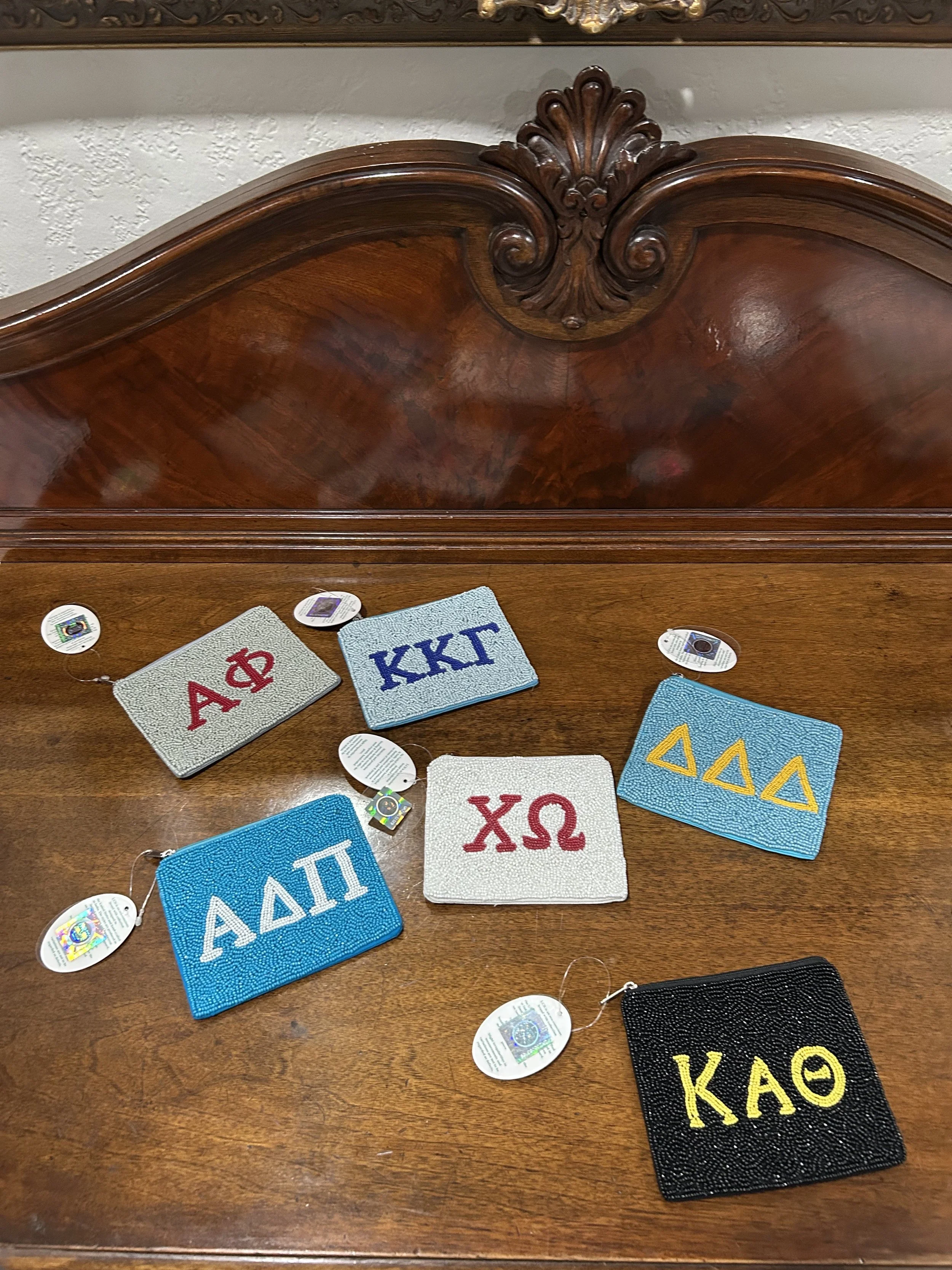 Beaded Sorority Zipper Pouch