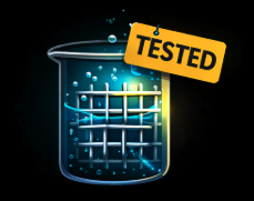 Tested laboratory beaker graphic representing salt tested materials used in premium solar panel bird proofing mesh