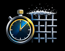 Stopwatch and barrier graphic representing long-lasting solar bird proofing protection and durable installation systems