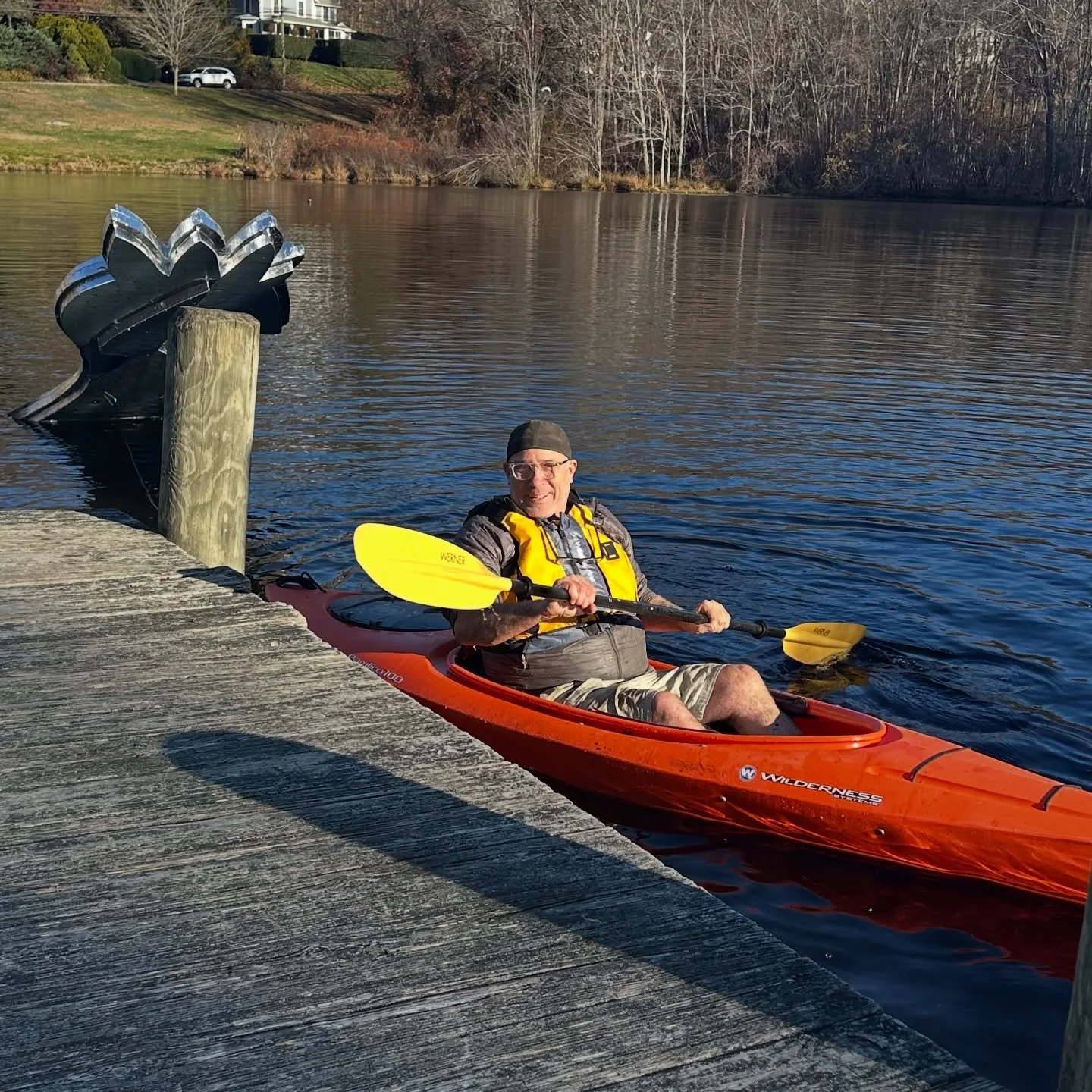 I serendipitously met Christopher Owens today, the artist who created Gracie the Water Dragon at Sunset Pond!  I have loved seeing it every time driving to and from Essex, along with the magic of his stars in Chester, and look forward to seeing more 