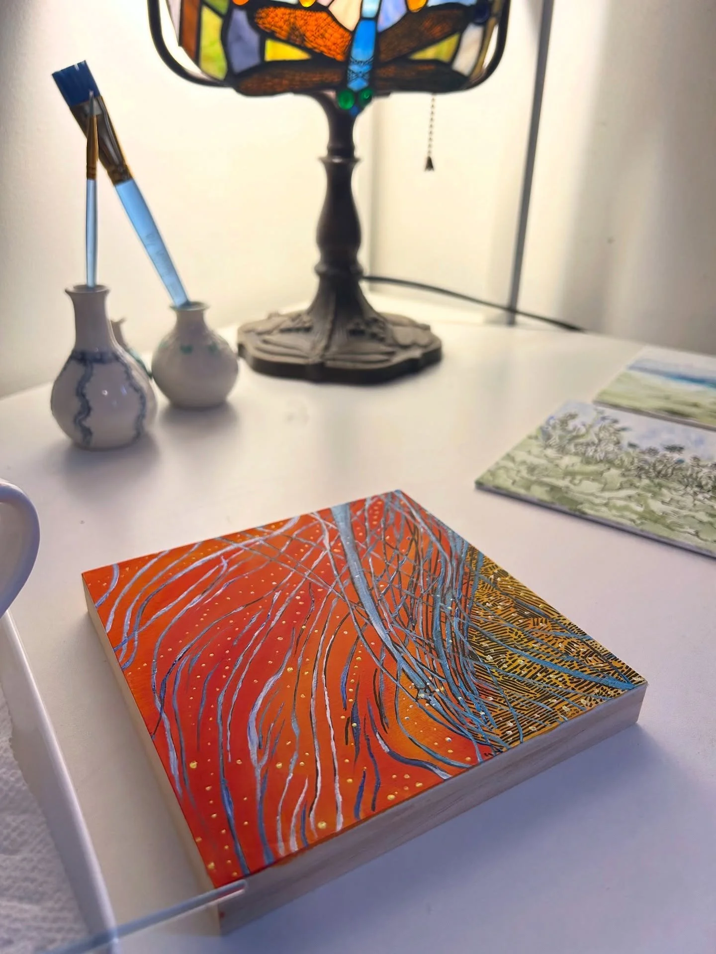 Putting some finishing touches on my latest little painting. 🤩