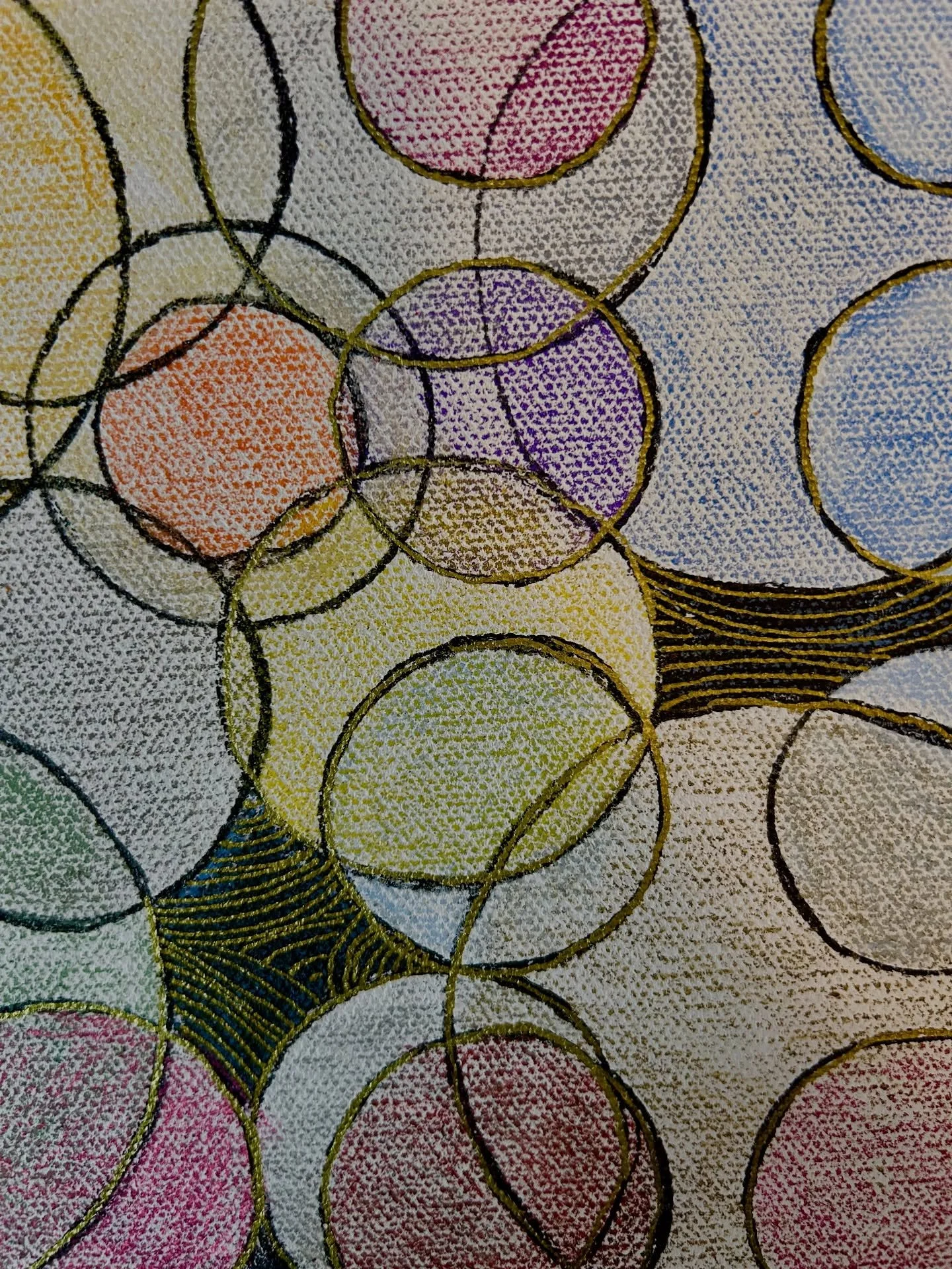 Working on a mixed media piece, focusing on layers of orbs, synapses, and connections. 

#circles #sacredgeometry #interconnected #connectionart  #energyart