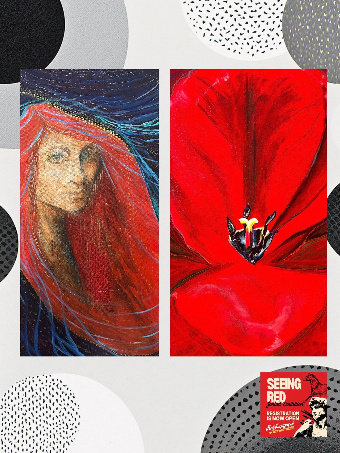 Happy to share that my two paintings, &ldquo;Merrow&rdquo; and &ldquo;Big Red&rdquo; were accepted into the Art League of New Britain&rsquo;s juried exhibition, &ldquo;Seeing Red&rdquo;, where artists were asked to explore the power, symbolism, and e
