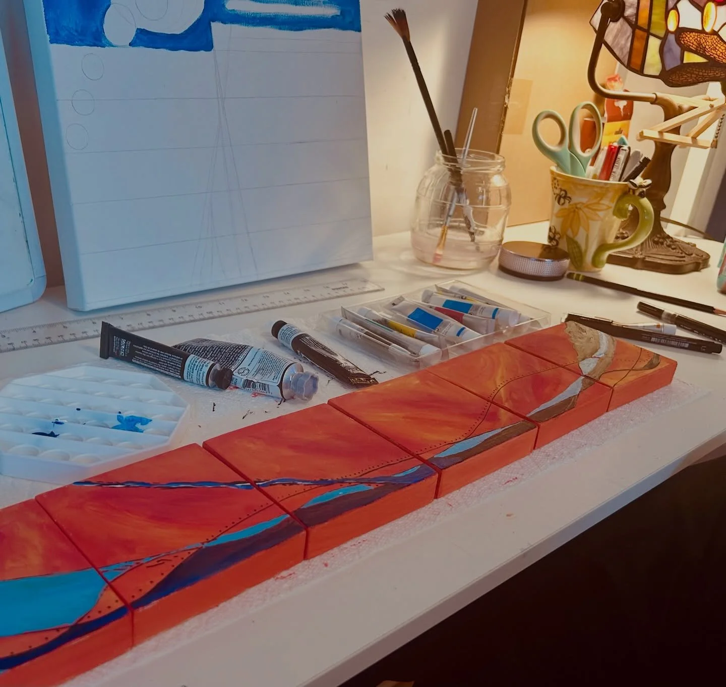 Working on a six block polyptych mixed media piece!