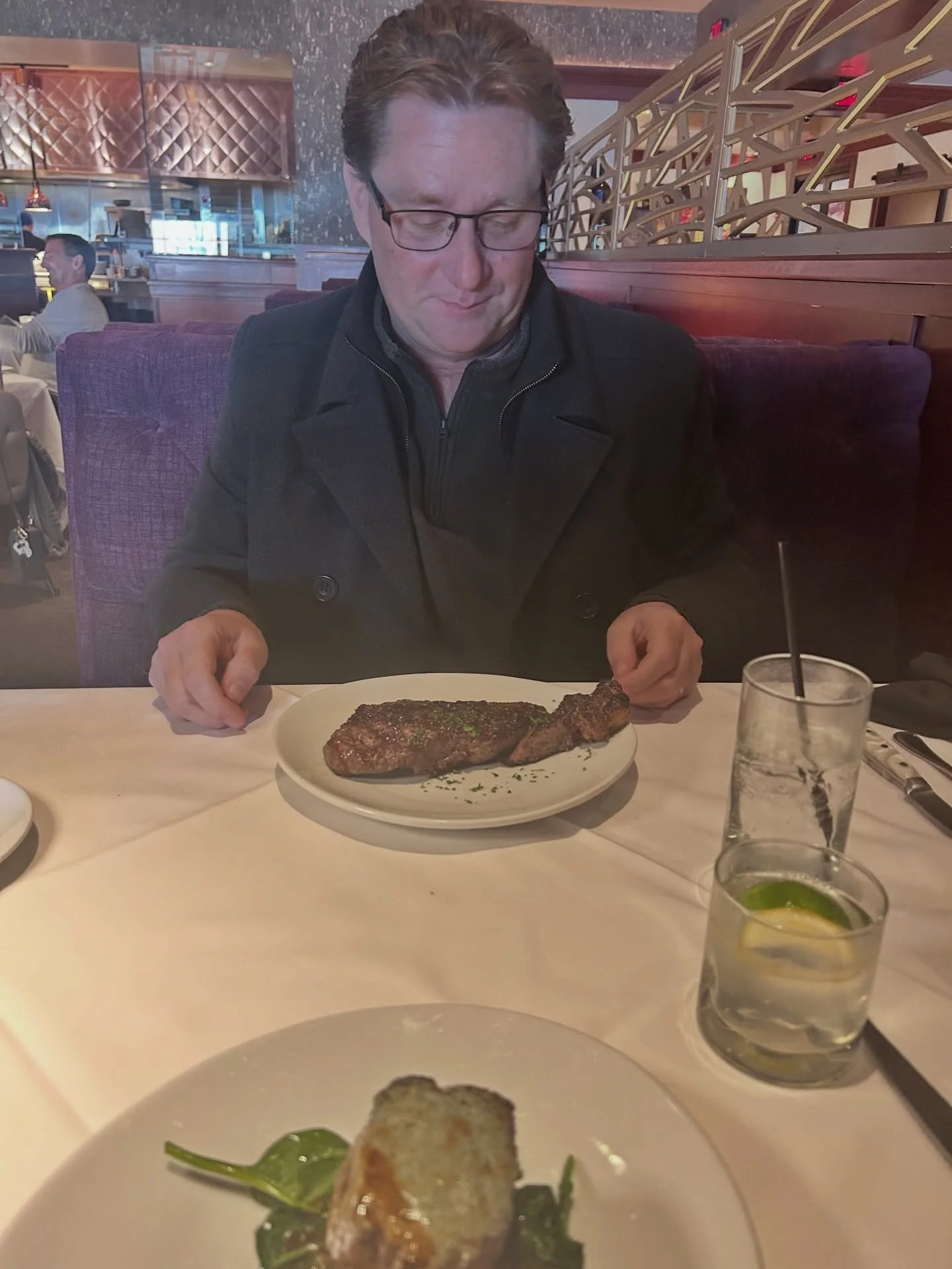 For the second year in a row, Gary and I saved all the money from returning our bottles and cans together and then picked something to do with it.  This year we used the money we saved to go to lunch at Flemings Prime Steakhouse.  I got the mushroom 