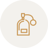 Icon of a vintage perfume bottle with a sprayer on a white background.