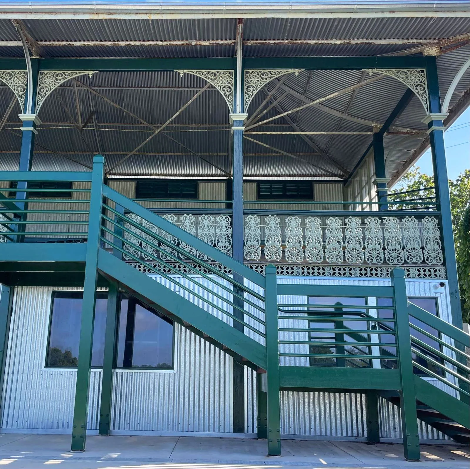 Melville Oval heritage grandstand with decorative Victorian metal fret work
