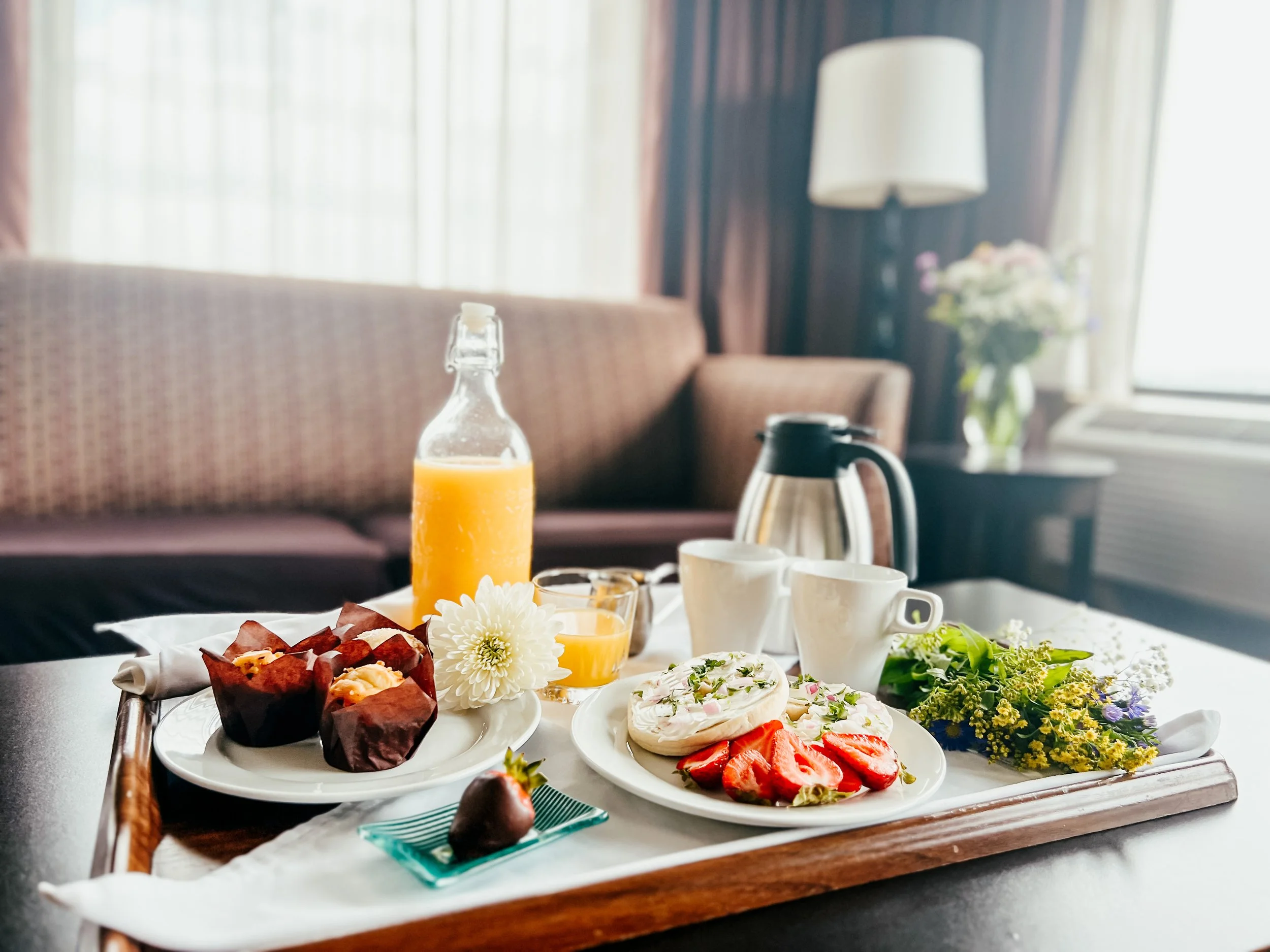 Breakfast Room Service Delivered to Guest Room
