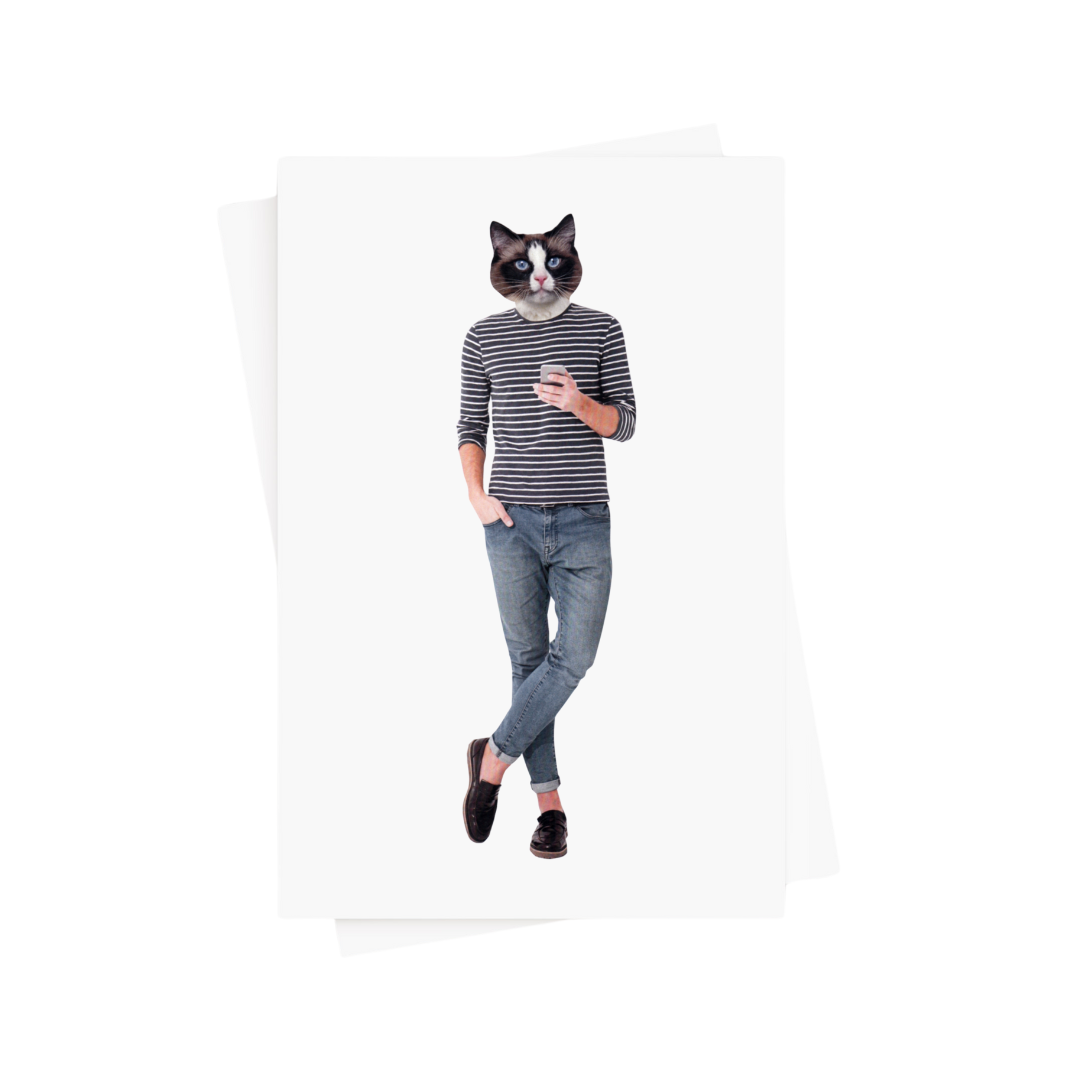 'FASHCAT KYM' GREETING CARD - satin&tat