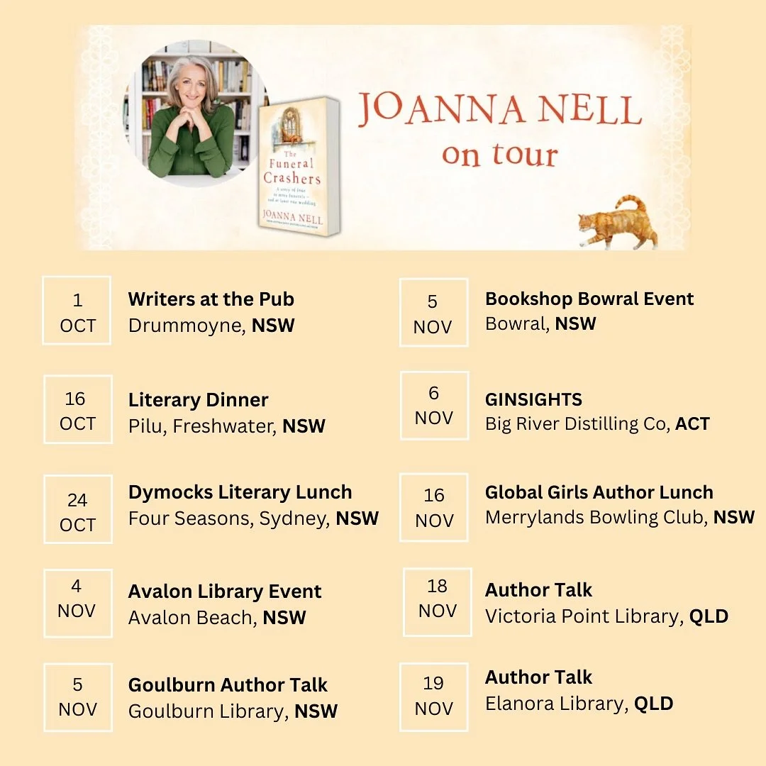 The Funeral Crashers book tour 2025
For more information and to book tickets go to the link in my profile above.
Hope to see you there!