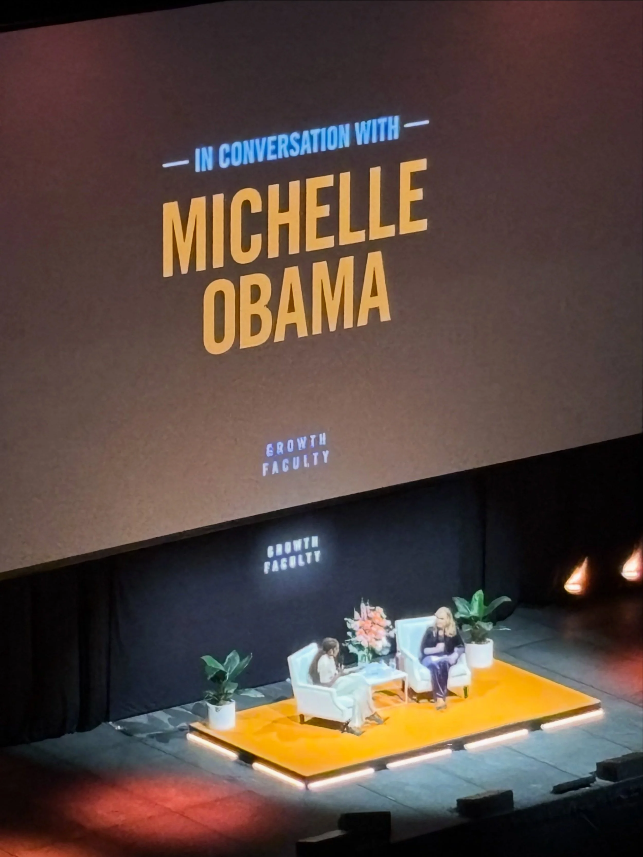 I was not going to miss this  a once in a lifetime opportunity, even in the cheap seats.
Yes we needed a lie down after ascending into the nosebleed section of the auditorium but feeling inspired after listening to Michelle Obama (interviewed by Leig