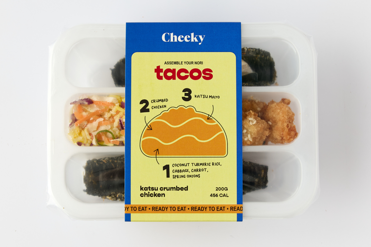 Katsu Crumbed Chicken nori tacos packaging