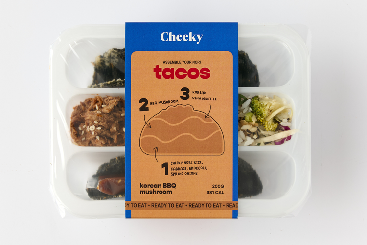 Korean BBQ Mushroom nori tacos packaging