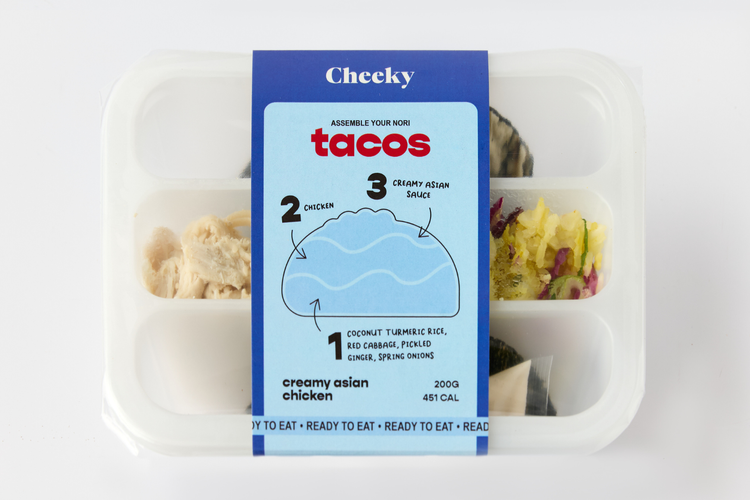 Creamy Asian Chicken nori tacos packaging