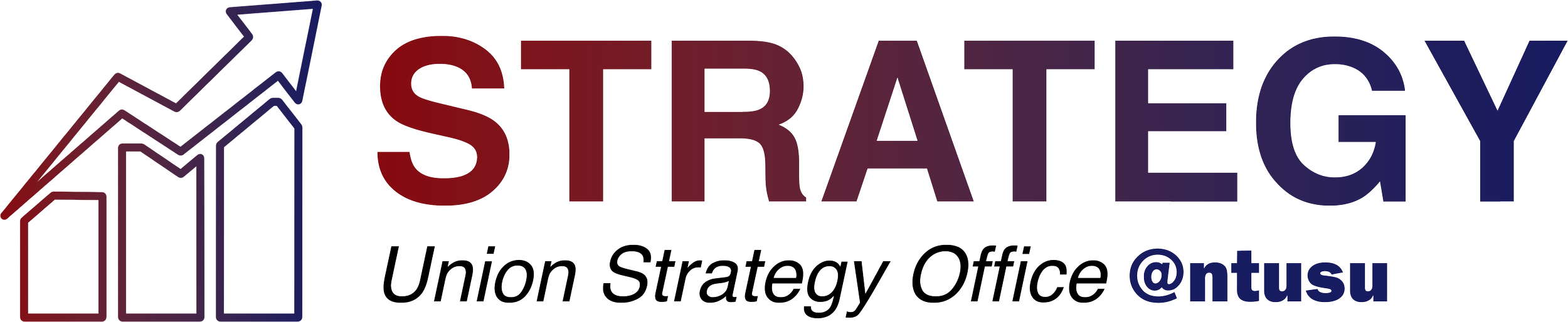 A logo with outlined ascending arrows and the words 'STRATEGY' in large letters and 'Union Strategy Office' underneath, along with '@ntusu' in smaller text.