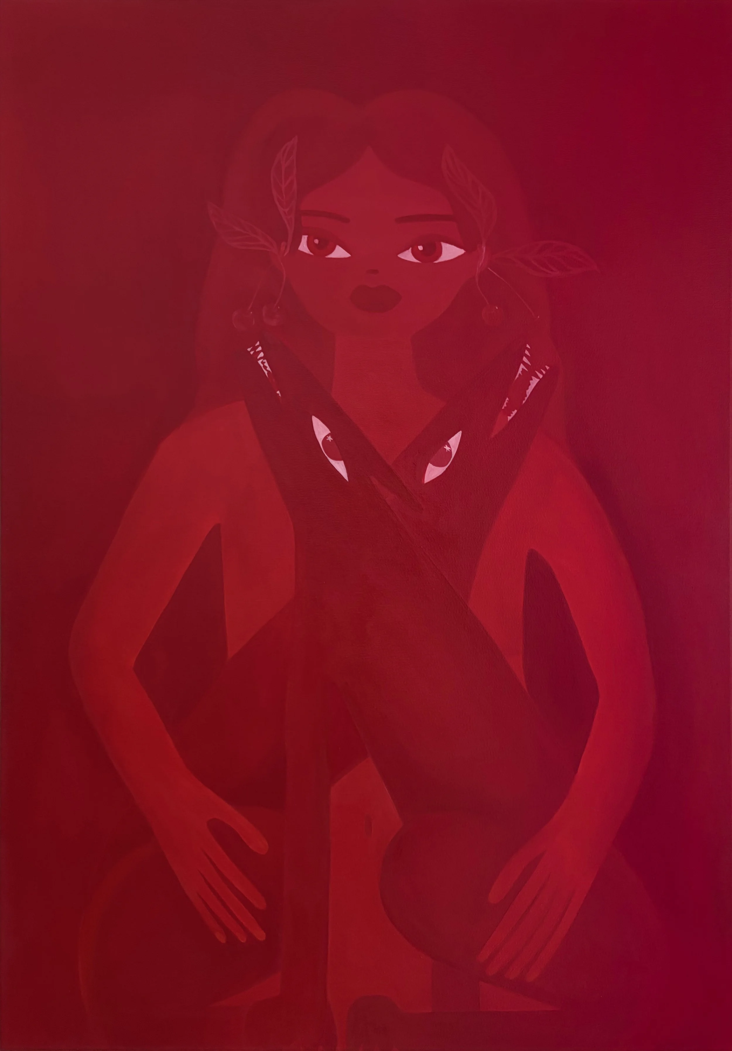 Cherry wolves, 2026 
70 x 100 cm
Acrylics and oil on canvas
