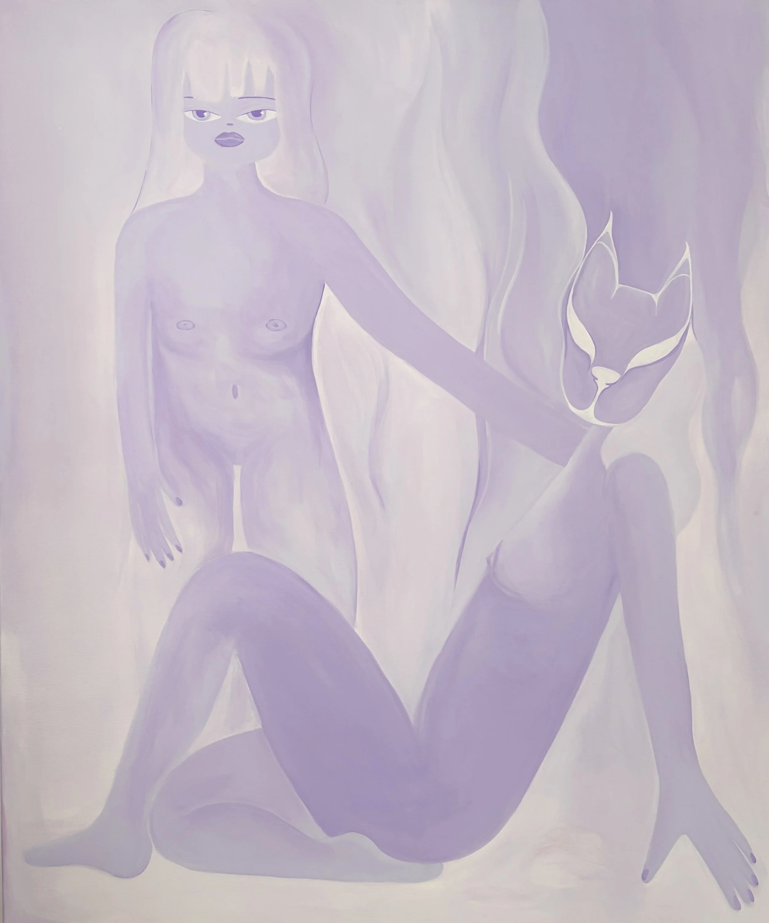 Sitting with a cat, 2026
120 x 100 cm
Acrylics on canvas