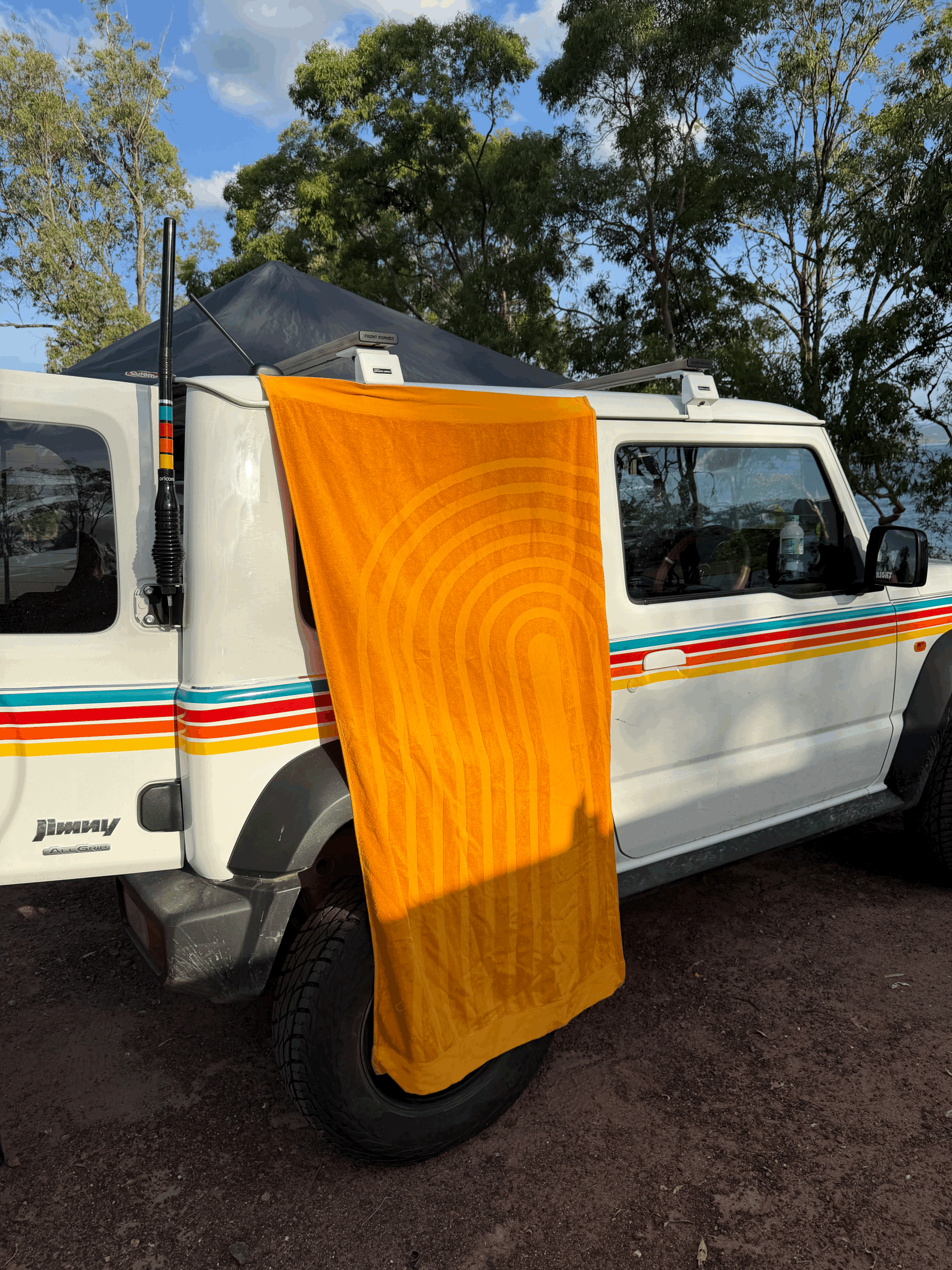 100% Cotton Magnetic Beach Towel - FHH "ARCHES" - MANGO ORANGE