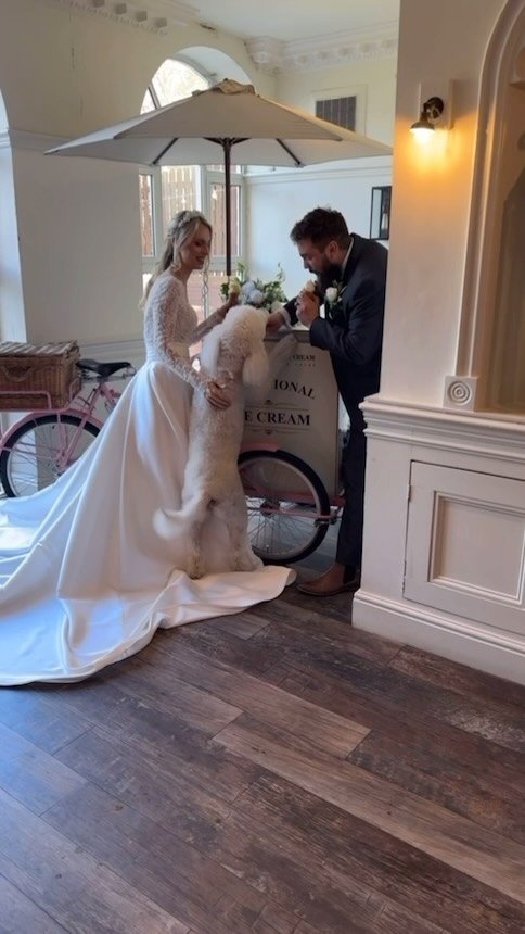 Wedding days can be tiring for our furry friends but so long as you have a puppicino and a chaperone to help you’ll have a whale of a time! 🐶
It was lovely to work with some fantastic suppliers on our styled shoot and puppy cuddles are always