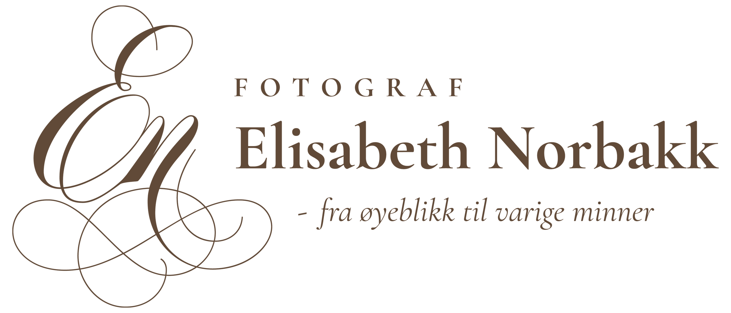 Logo for Elisabeth Norbakks fotograftjeneste med teksten 'Fra øyeblikk til varige minner'.