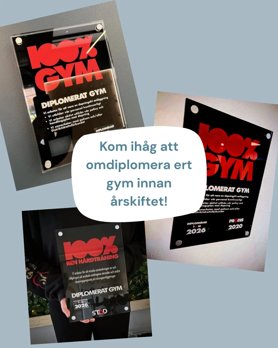 ⏳ Dags f&ouml;r omdiplomering?
Om er diplomering g&aring;r ut 2025 &ndash; se till att f&ouml;rnya innan &aring;rsskiftet f&ouml;r att undvika glapp i diplomeringen och starta 2026 som ett diplomerat gym. 💪💯
 
📞 Ta kontakt med er lokala samordnare