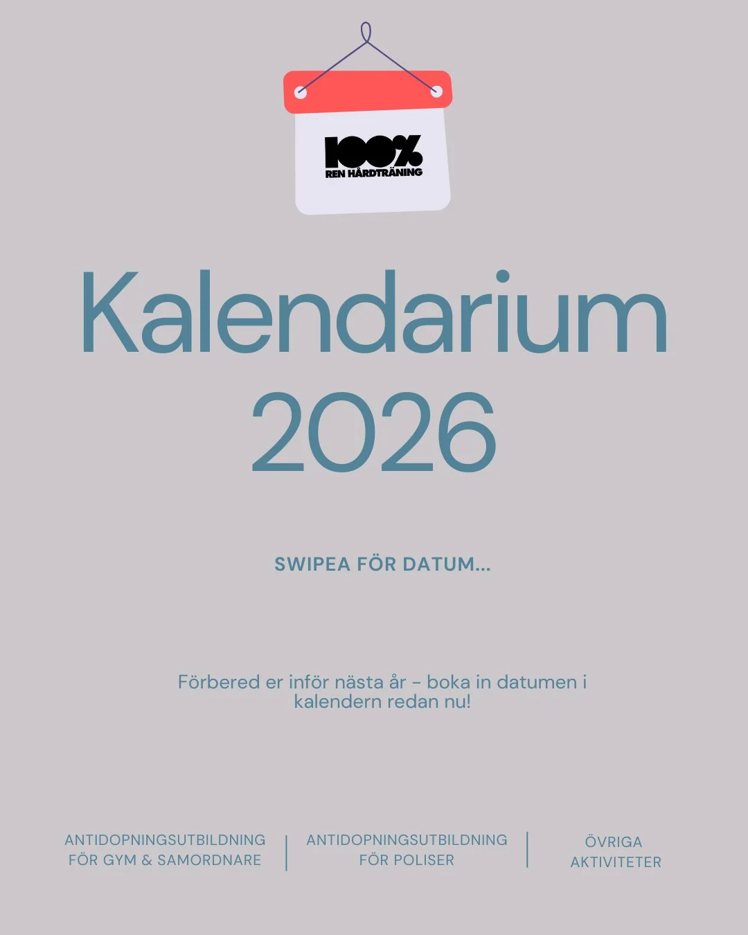 Snart kliver vi in i ett nytt &aring;r ✨
Swipea ➡️ f&ouml;r att se 2026 &aring;rs utbildningstillf&auml;llen och andra viktiga datum att l&auml;gga in i kalendern 📅
 
Vill du s&auml;kra din utbildningsplats redan nu? 💯
Anm&auml;l dig direkt via l&a
