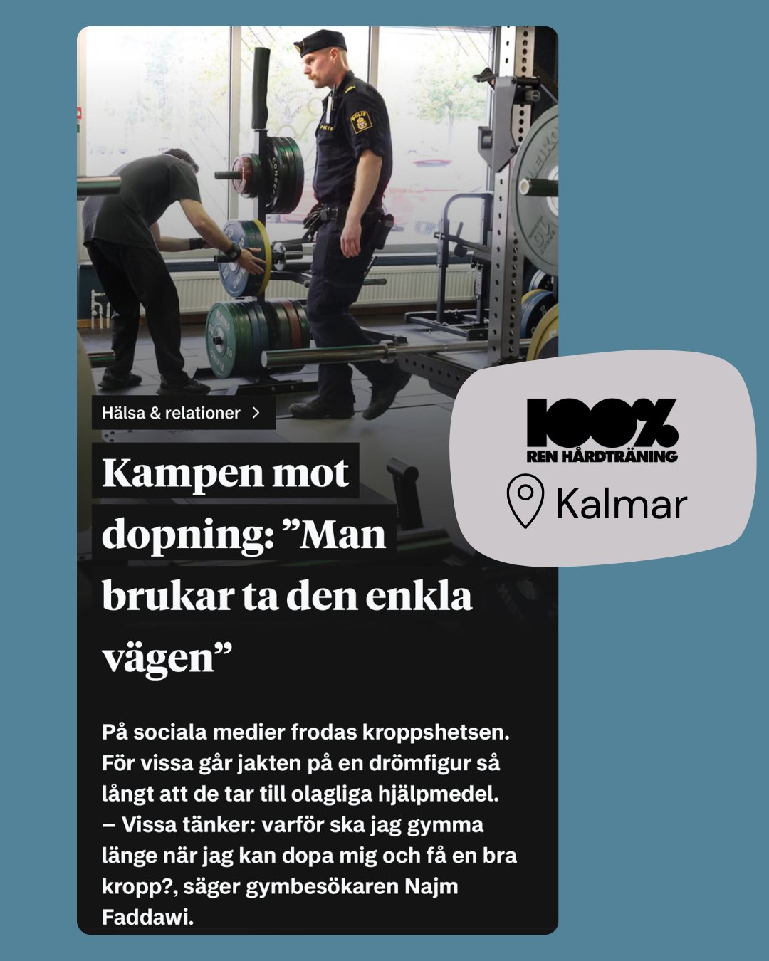 📰 En nyligen publicerad artikel i Barometern lyfter Kalmars arbete mot dopning och hur dopning fortfarande lockar vissa att ta &ldquo;den enkla v&auml;gen&rdquo; till snabba resultat &ndash; ett samh&auml;llsproblem som str&auml;cker sig l&aring;ngt