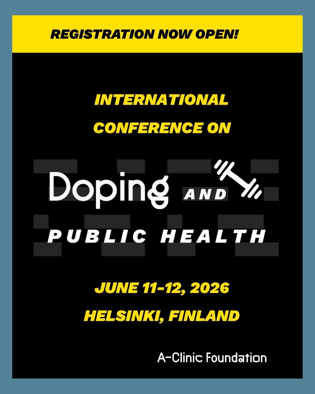 Tips fr&aring;n 100% Ren H&aring;rdtr&auml;ning 💡💯
 
Nu &auml;r anm&auml;lan &ouml;ppen till International Conference on Doping &amp; Public Health i Helsingfors!
 
📅 11&ndash;12 juni 2026
📍 Sokos Hotel Presidentti, Helsingfors
 
Konferensen lyft