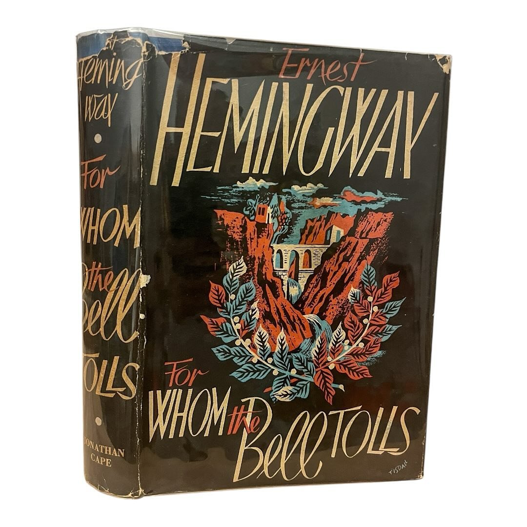 For Whom The Bells Toll First Uk, think I prefer this to the US Jacket. Cool book 1941. I&rsquo;ve been cataloguing stamp books STILL last 2 days so anything different is a blessing, I like the Metallica tune but my favourite Hemingway reference in m