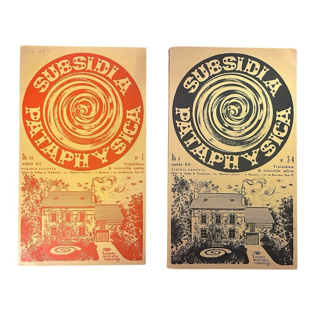 Two books here. Publications from the Coll&eacute;ge de Pataphysique, a society exploring the science of imaginary solutions or science of exceptions. Can&rsquo;t remember why I have these, I must of thought they were about psychedelics, pretty cool 