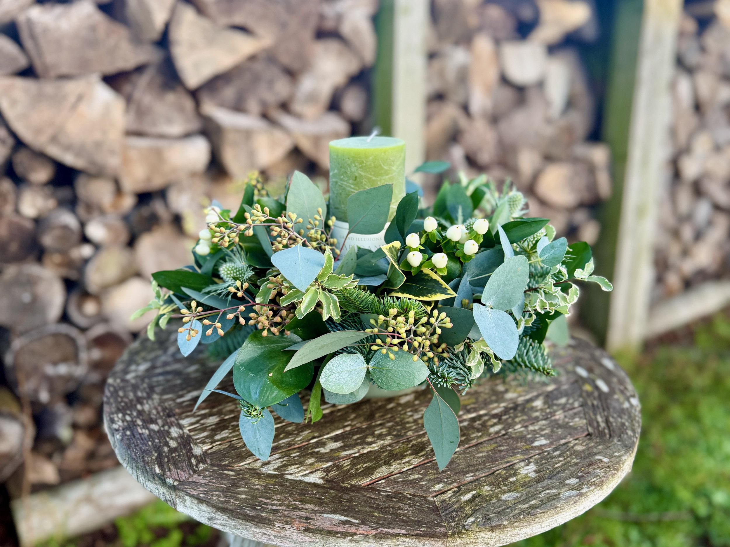 Christmas table pot centrepiece arrangement pre order  - white