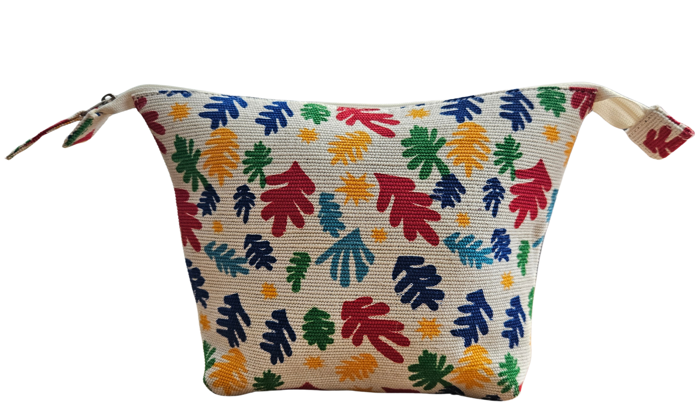 Printed Jute Purse - Multicoloured Leaf Pattern