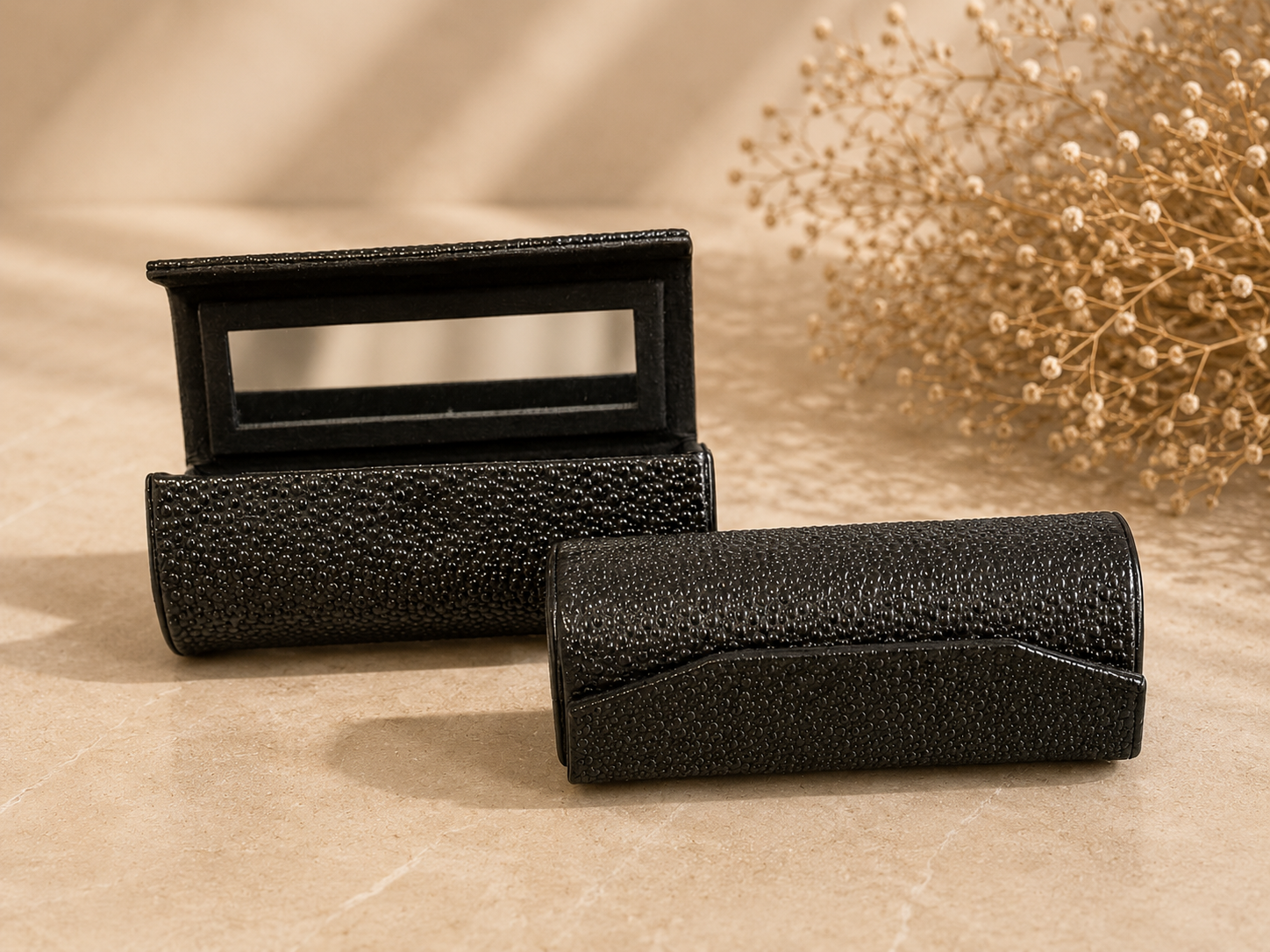 Textured Black Cases with Mirror and Dried Flowers.png