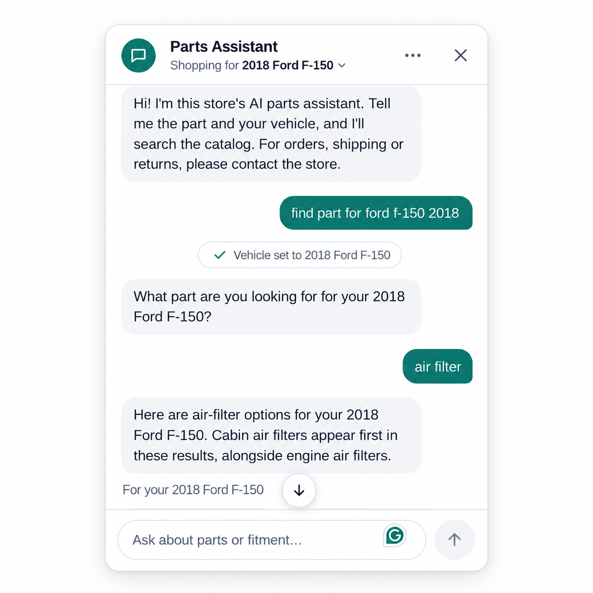 Parts Advisor: our new storefront chat assistant
