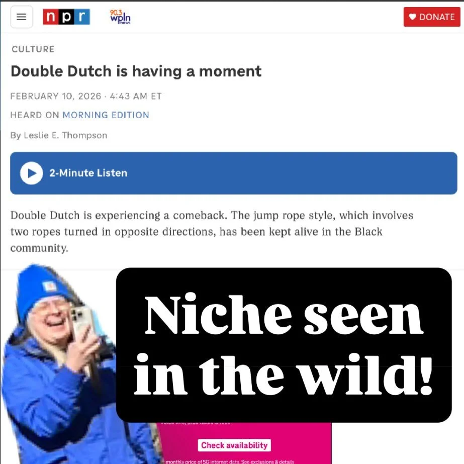@leslieeilerthompson&rsquo;s latest for NPR dropped today, and it features the Double Dutch niche from reporting done for the upcoming Niche episode on Friday! 
Paid subscribers got the episode&rsquo;s early listen link today&mdash;not too late to jo