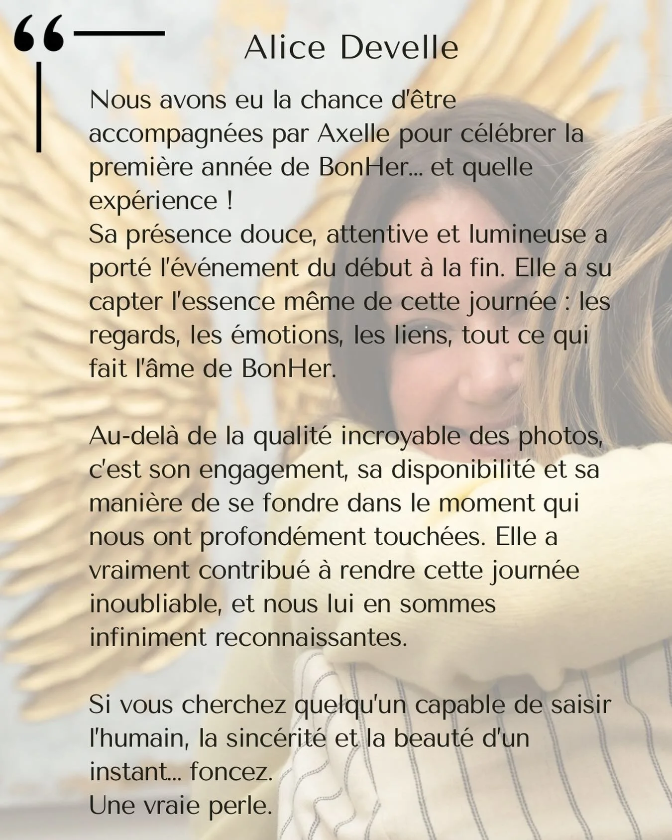 Votre confiance est ma plus belle r&eacute;compense. Elle est le c&oelig;ur de mon m&eacute;tier.
Merci @alice.develle pour tes mots ✨

#photographeprofessionnelle #photographelyon #photographeevenementiel #photographeevenementlyon #evenementlyon #ph