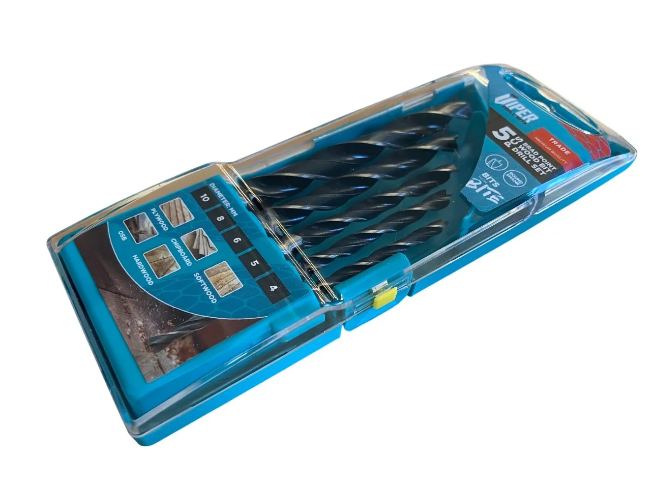 Viper Drill Bits - 5 pcs Brad Point Wood Bit Drill Set