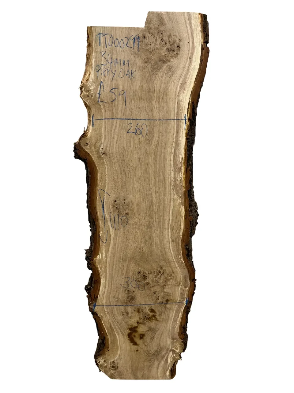 Pippy Oak Live Edge Board 34mm