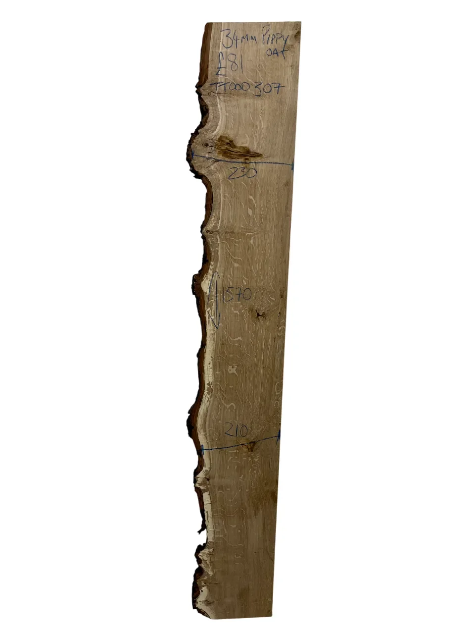 Pippy Oak 1 Square / 1 Live Edge Board 34mm