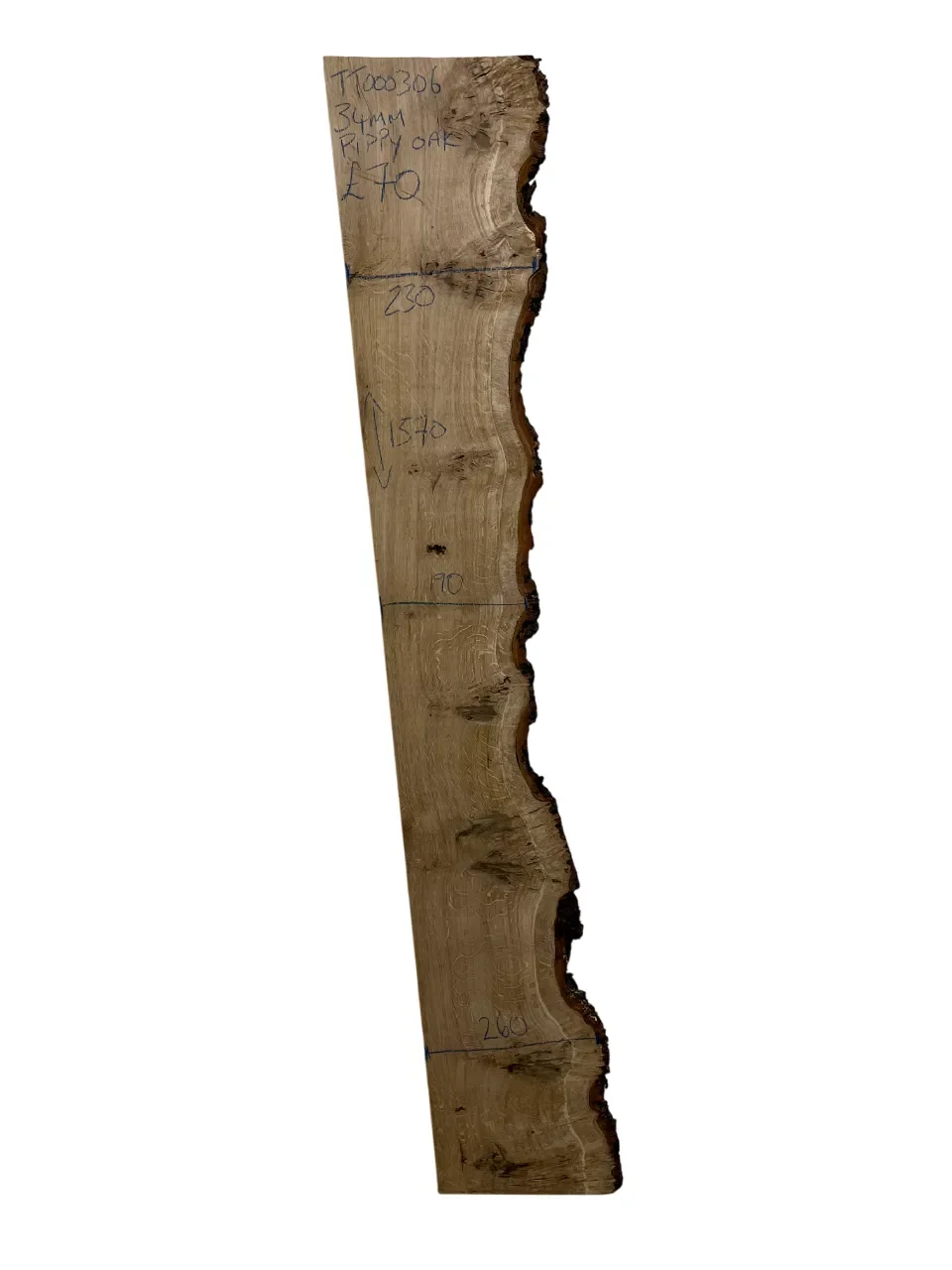 Pippy Oak 1 Square / 1 Live Edge Board 34mm