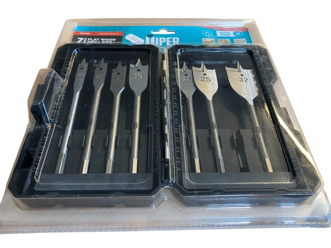 Viper Drill Bits - 7 pcs Flat Wood Bit Set
