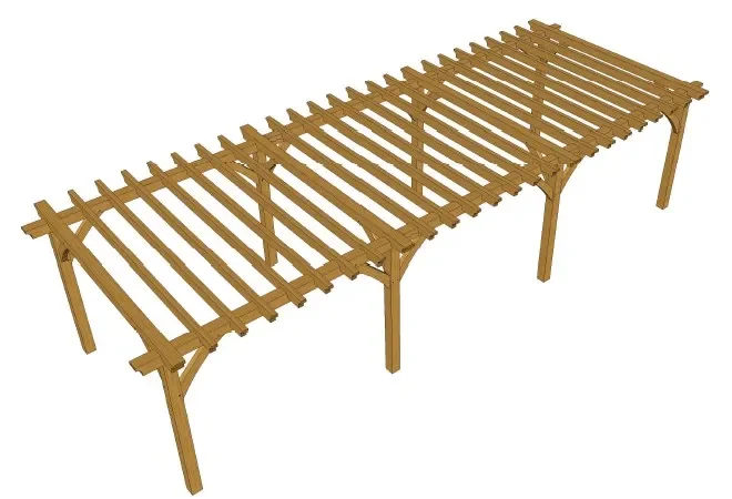 G03D oak pergola 9.61m x 3.3m posts 145mm.webp