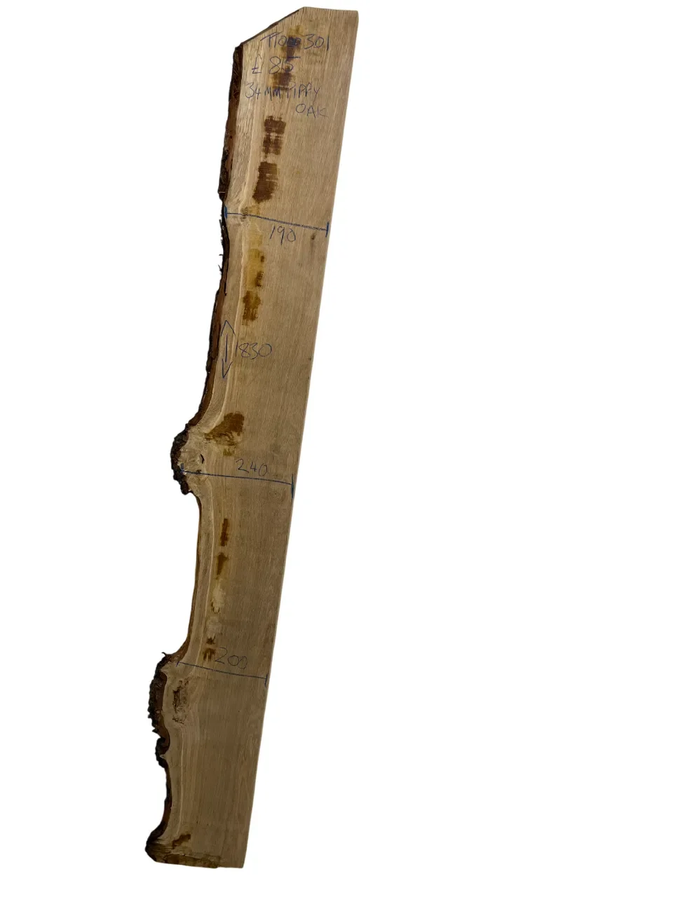 Pippy Oak 1 Square / 1 Live Edge Board 34mm