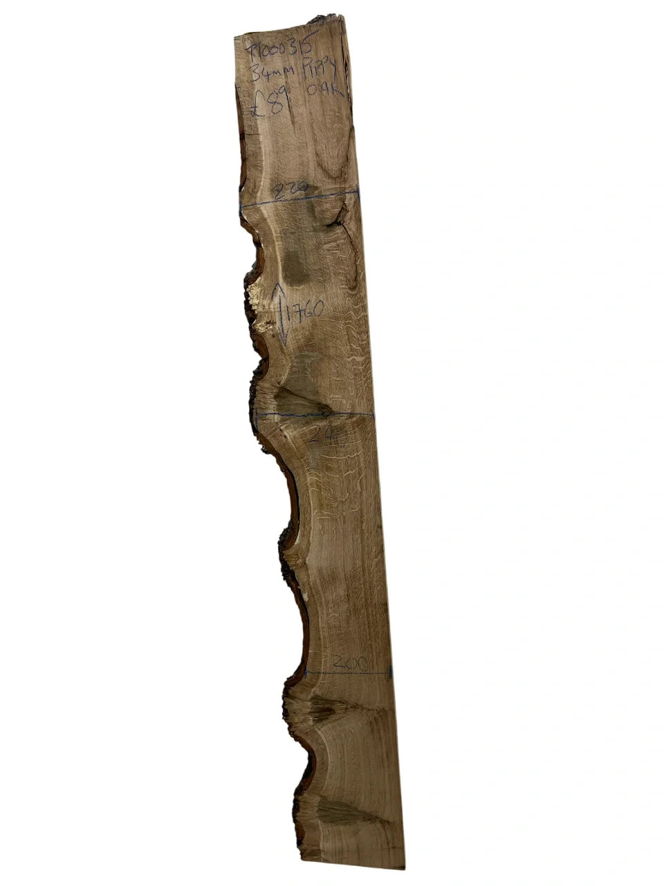 Pippy Oak 1 Square / 1 Live Edge Board 34mm