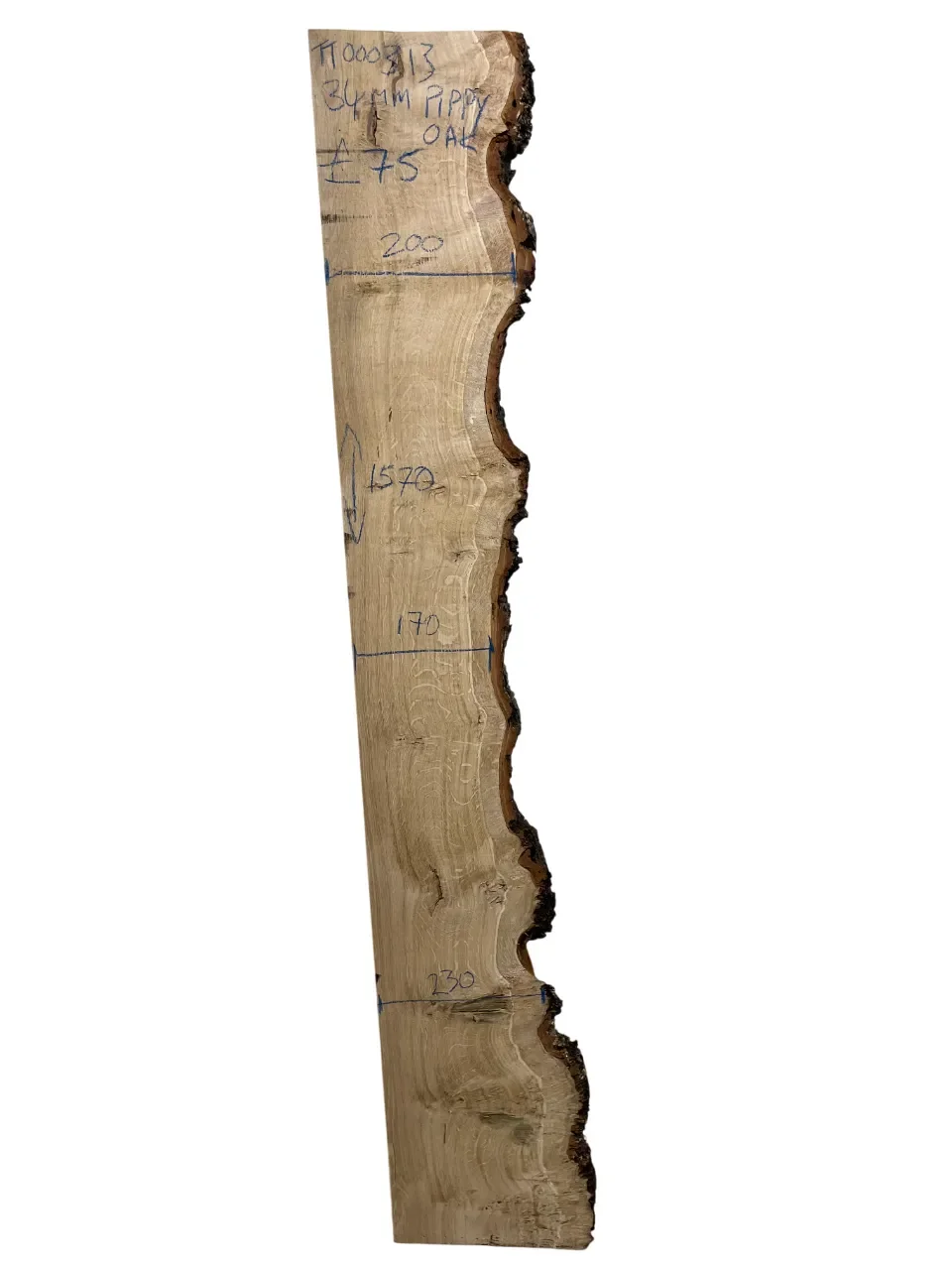 Pippy Oak 1 Square / 1 Live Edge Board 34mm