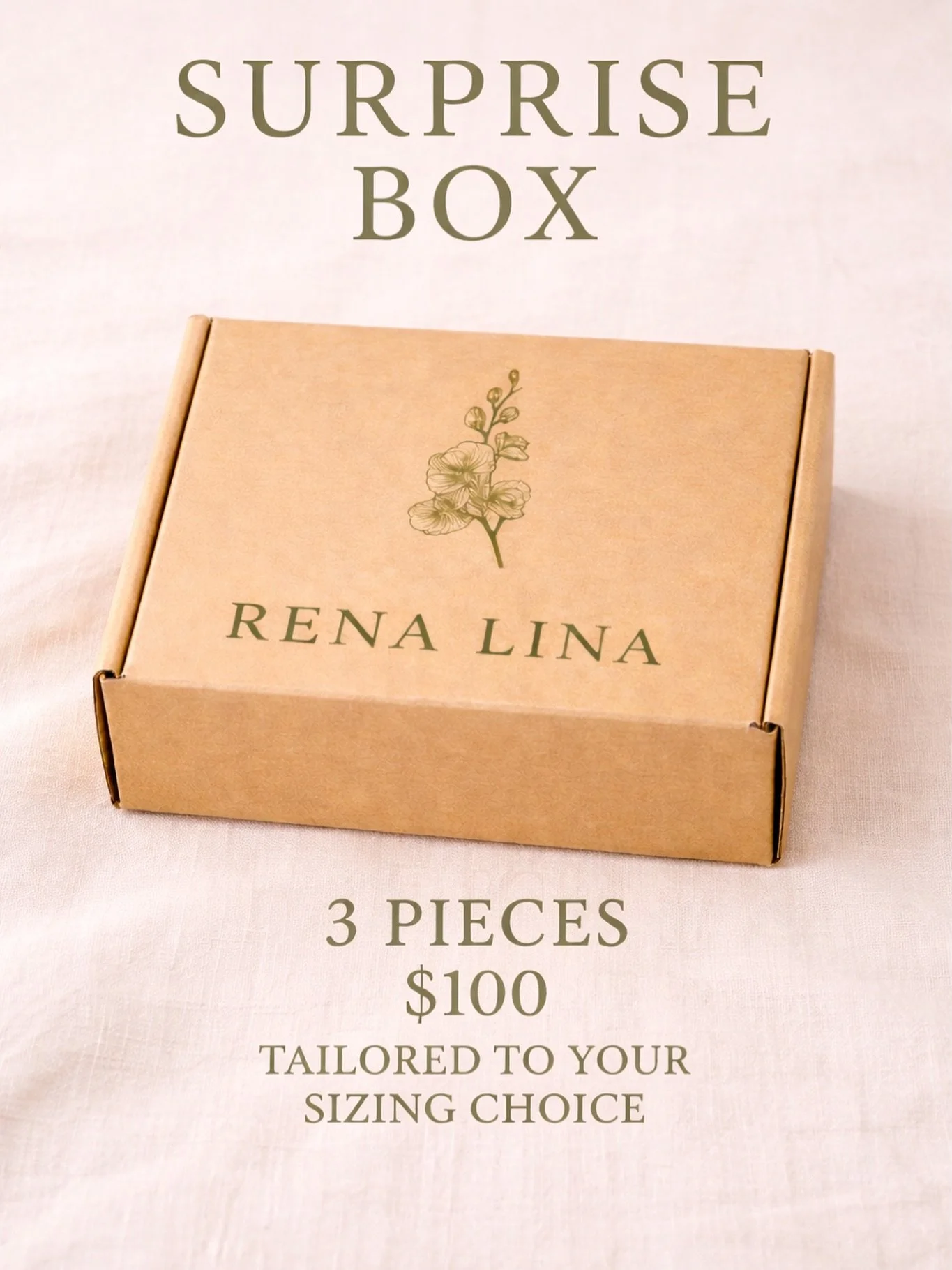 SPRING SURPRISE BOX ☀️☀️

3 pieces for $100!

https://shoprenalina.com/store/p/surprise-box