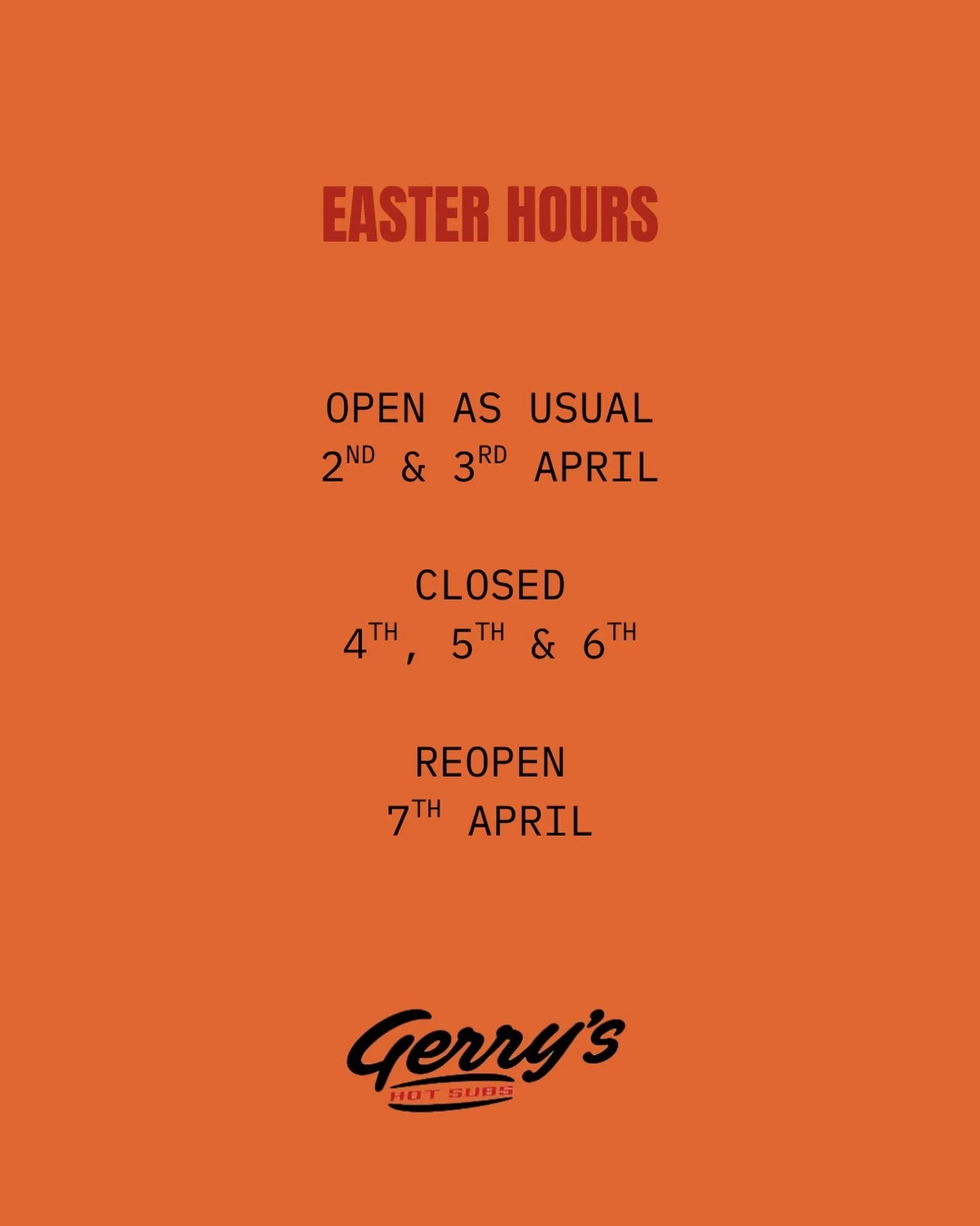 EASTER HOURS