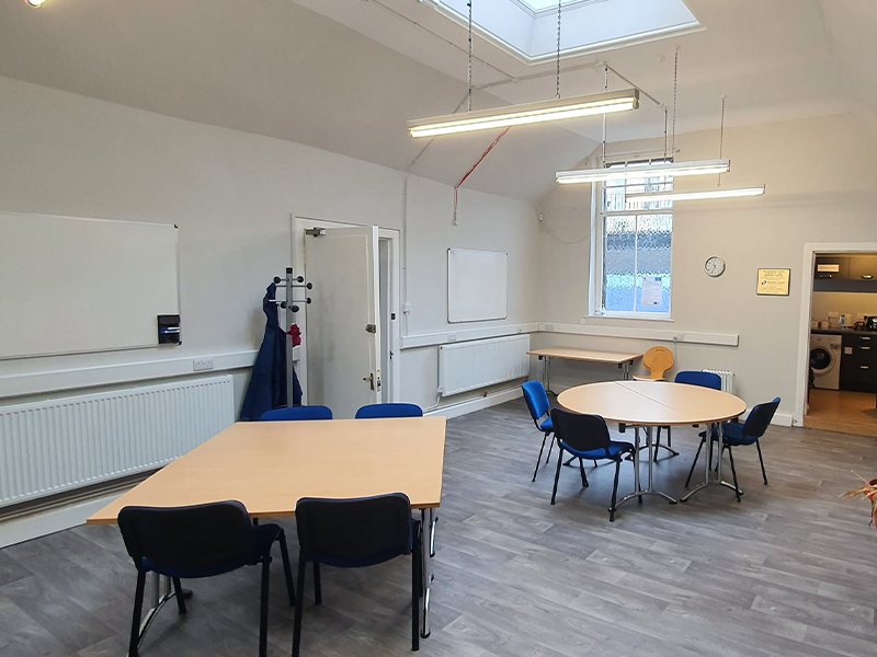 view of training and meeting room at vcel in east lothian tables